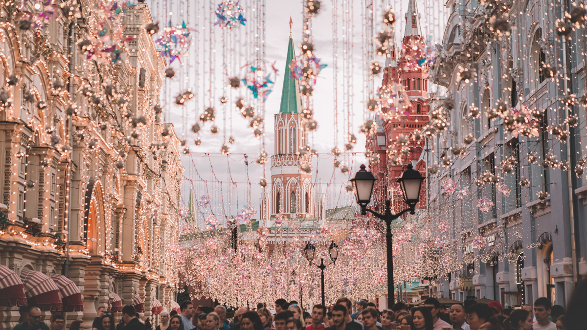 Place Rouge a Moscou en Russie pendant Noel