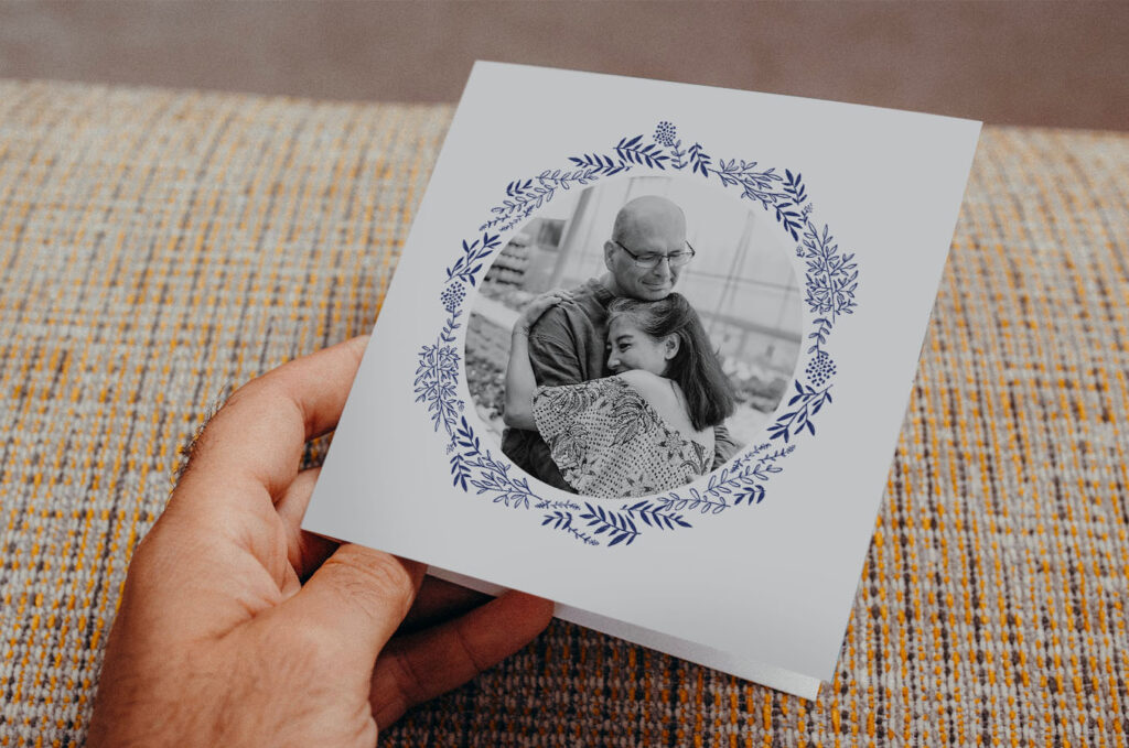 carte pour 40 ans de mariage fleurs bleues