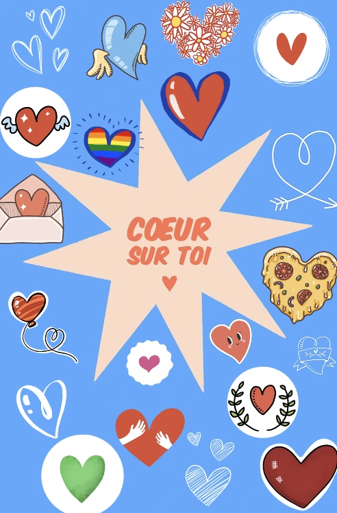 carte je t'aime mon cœur pleine de cœurs