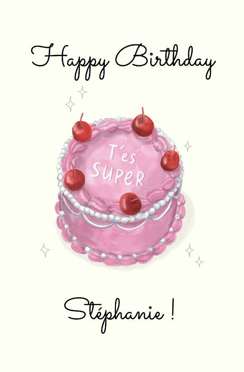 Happy Birthday Stéphanie : exemple de carte