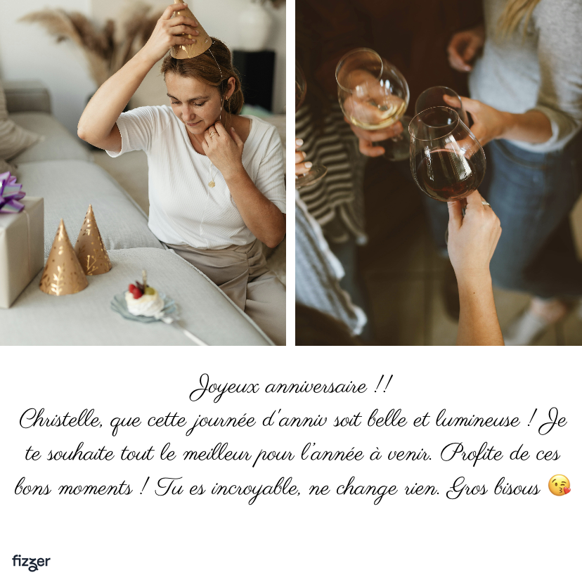 Carte d'anniversaire avec photo pour un joyeux anniversaire Christelle