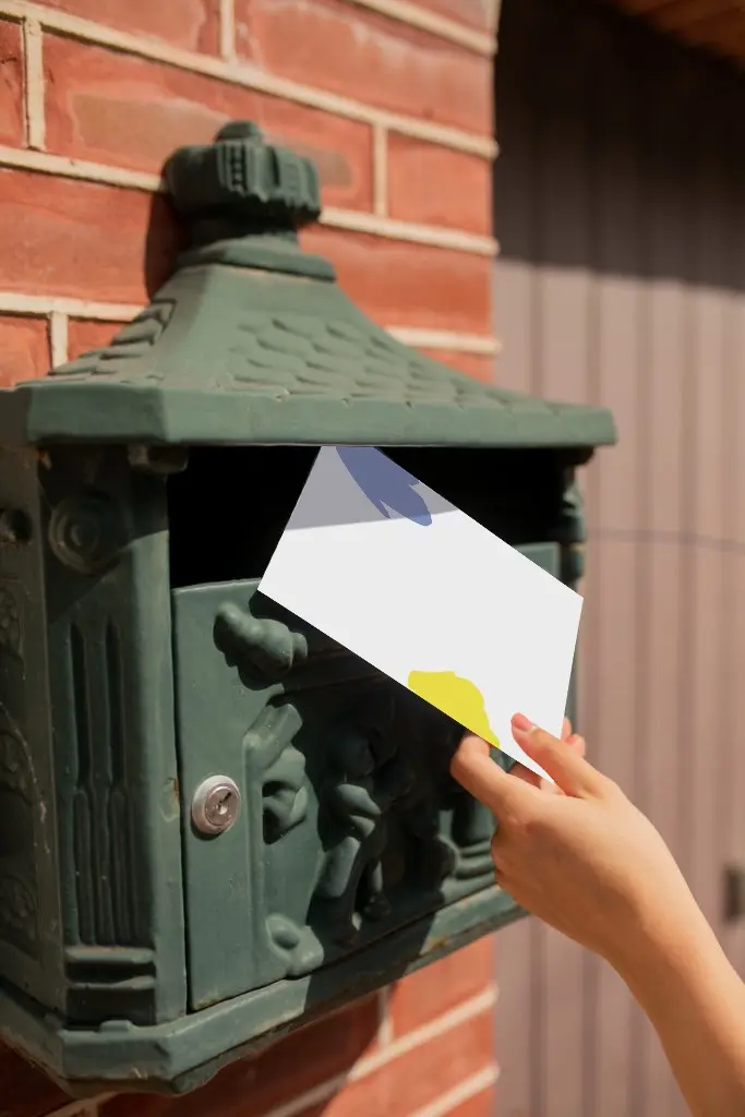 mailbox with hand sending envelope
