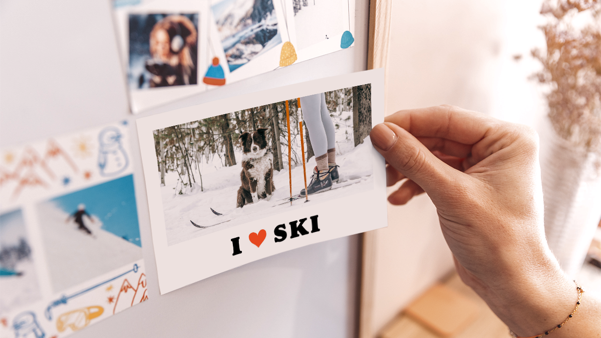 carte postale du ski neige
