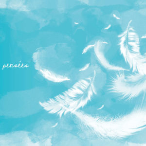 carte de condoleance bleue avec plumes