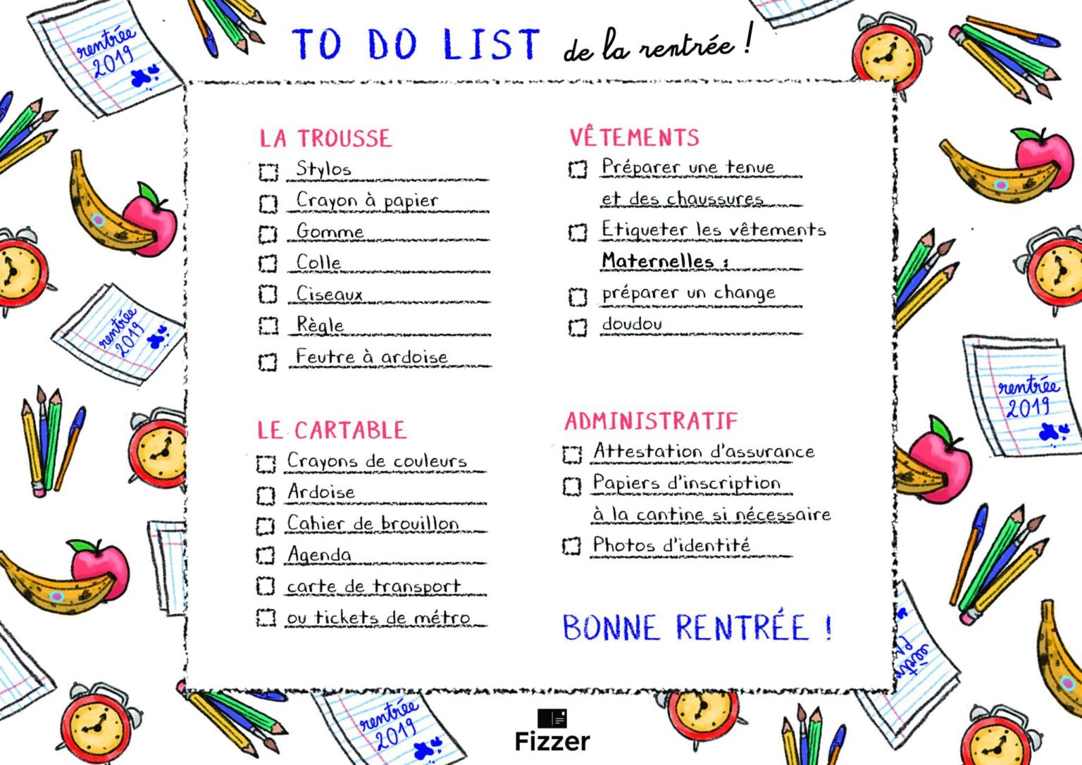 Rentrée : Une To Do List À Imprimer Pour Ne Rien Oublier ! | Fizzer